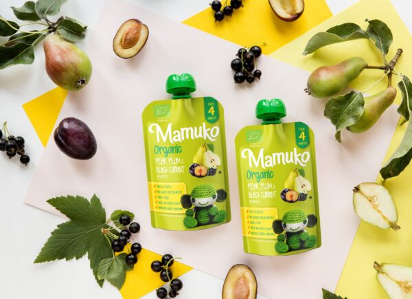 MAMUKO Organic pear, plum & black currant puree, 100g, 4+ - Image 2