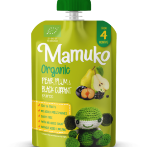 MAMUKO Organic pear, plum & black currant puree, 100g, 4+ / Best before 16.09.2025
