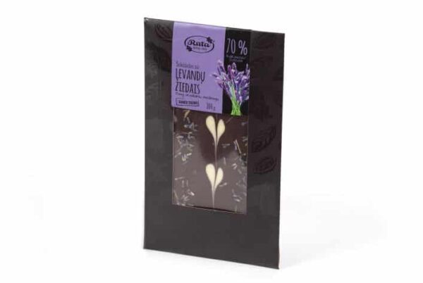 Chocolate with lavender flowers 70%, source of fibre, 100g