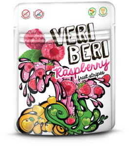 VERI BERI raspberry fruit stripes, box of 24 / VEGAN