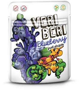 VERI BERI wild blueberry fruit stripes, box of 24 / VEGAN