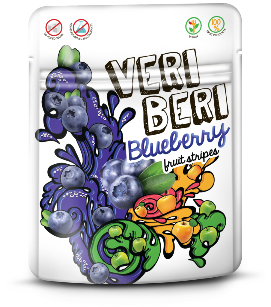 VERI BERI wild blueberry fruit stripes, box of 24 / VEGAN