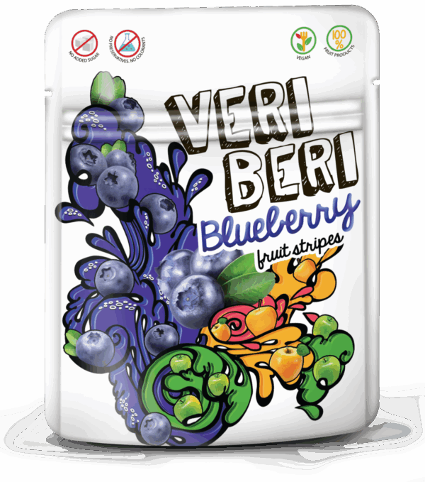 VERI BERI wild blueberry fruit stripes, box of 24 / VEGAN