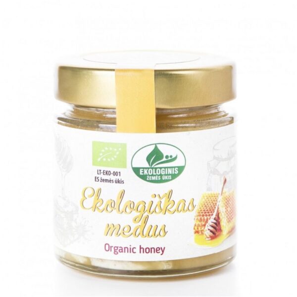Organic raw honey, 250 g, glass