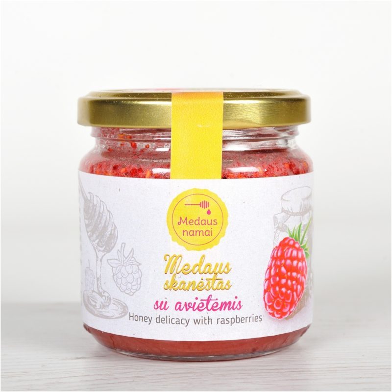 Raw honey with raspberries, 200g