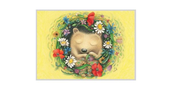 AMV 172/134 postcard /Sleeping hedgehog in a bed of flowers - Image 1