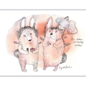 AMV 206 Two cloud-blowing bunnies postcard