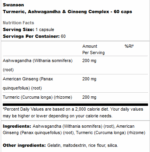 Swanson Turmeric, Ashwagandha & Ginseng complex, 60 caps - Image 2