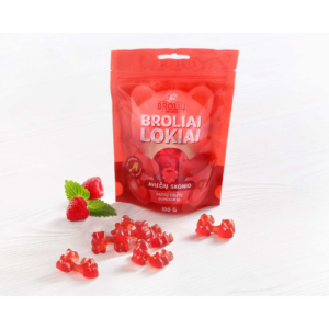 Brolių Medus Bear Bros Raspberry gummies, 100g