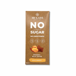 MULATE Light Organic milk chocolate "SPICY MANGO", no added sugar, no sweeteners, 80g