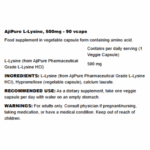 SWANSON AjiPure L-Lysine, 500mg - 90 vcaps - Image 2