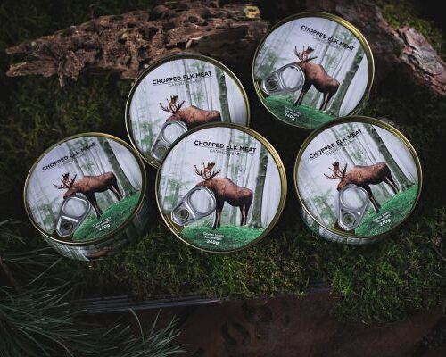 serno-peda-Briedžio-konservai caned-moose-meat